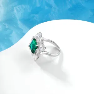 Emerald Halo Ring